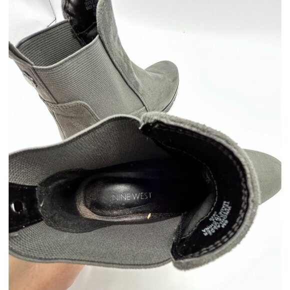 Nine West Womens Grey Faux Suede Chelsea Ankle Boots Lug Soles Size 6M - Picture 4 of 11